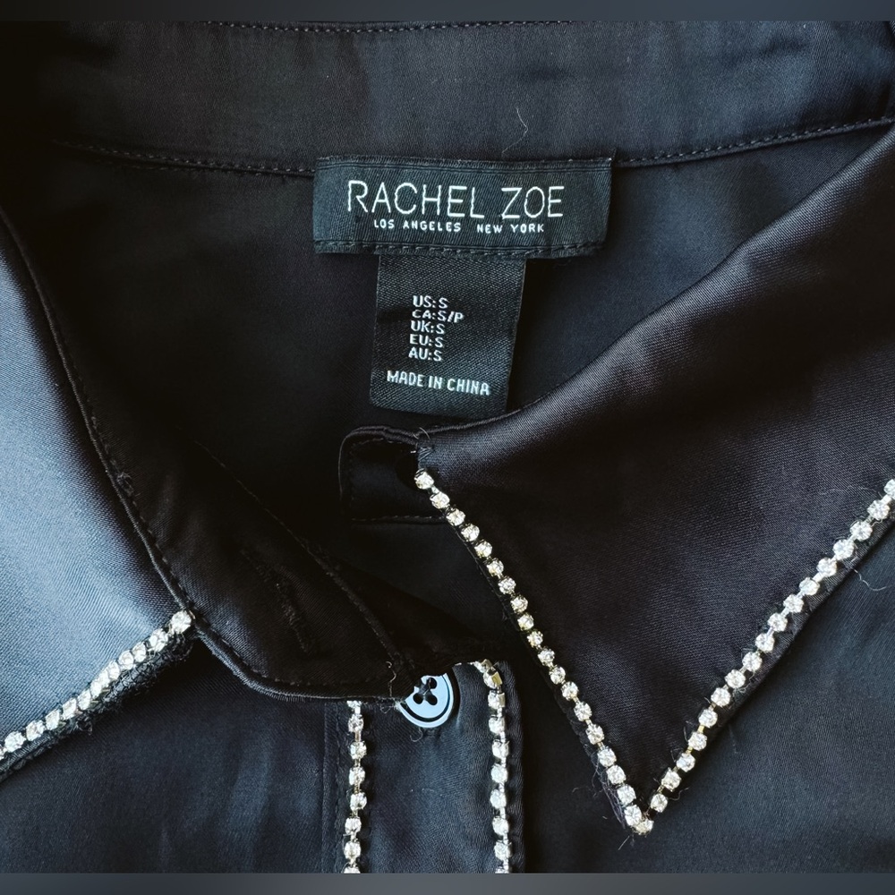 Rachel Zoe Rhinestone Satin Cowgirl Shirt / Y2K - Size Small - Picture 6 of 7